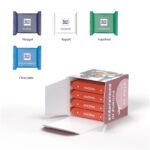 Ritter SPORT Promotinal Cube omalla logolla painettuna