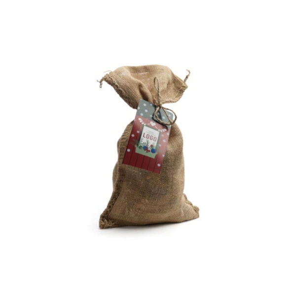 Makeisilla täytetty juuttisäkki 1kg omalla logolla tai tervehdyksellä
