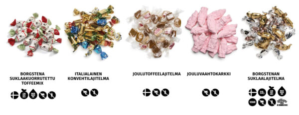 Jouluinen "paukkukaramelli" 350g omalla logolla tai tervehdyksellä