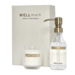 Wellmark Discovery käsisaippua  ja tuoksukynttiläsetti omalla logolla