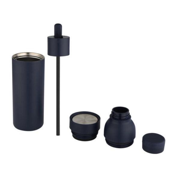 Ruostumattomasta teräksestä valmistettu kaksiseinämäinen vesipullo omalla logolla