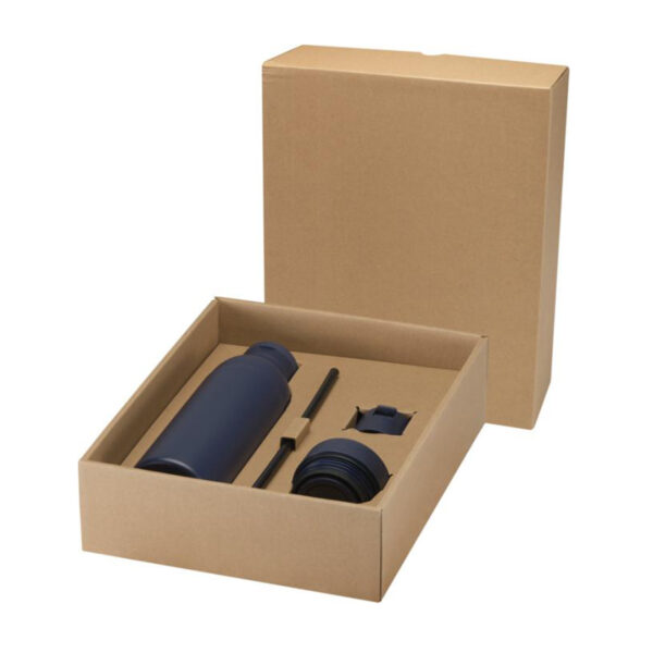 Ruostumattomasta teräksestä valmistettu kaksiseinämäinen vesipullo omalla logolla