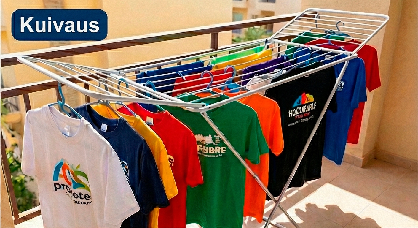 t-paitojen ja mainostekstiilien hoito-ohje