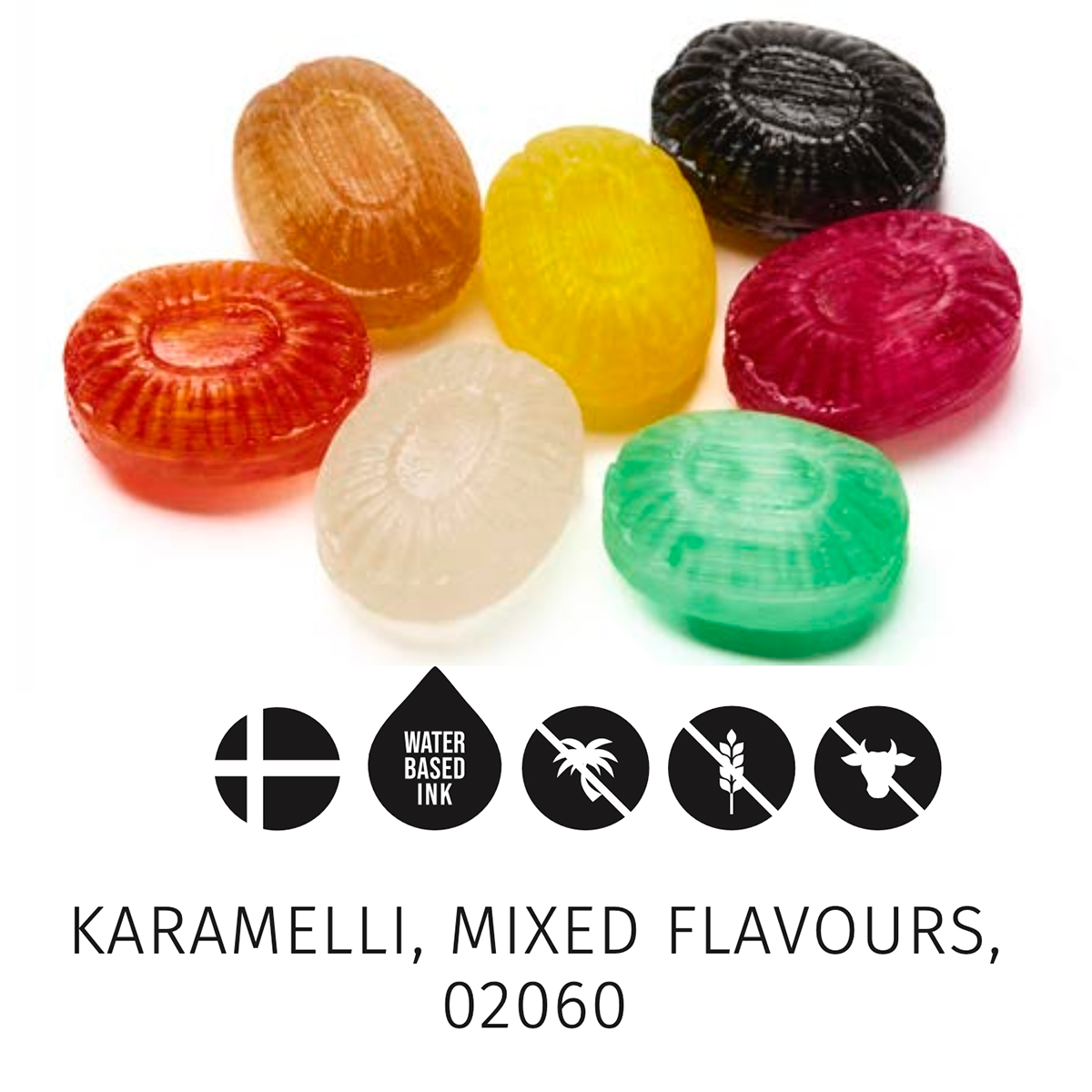 Yeppos flowpack karamelli omalla logolla