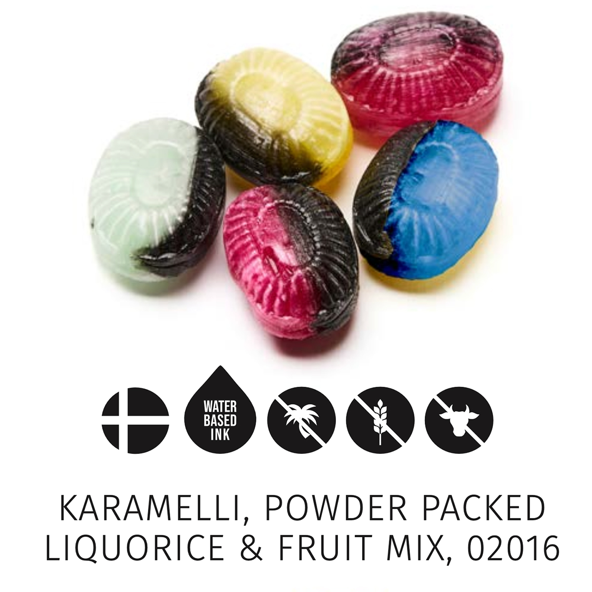 Yeppos flowpack karamelli omalla logolla